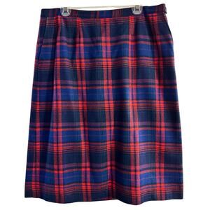 Vintage 80s Classic Academia Pendleton Plaid Wool Skirt Sz 34 Made in USA Preppy